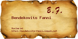 Bendekovits Fanni névjegykártya