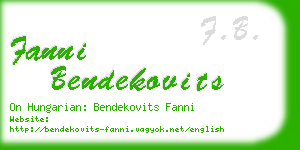 fanni bendekovits business card